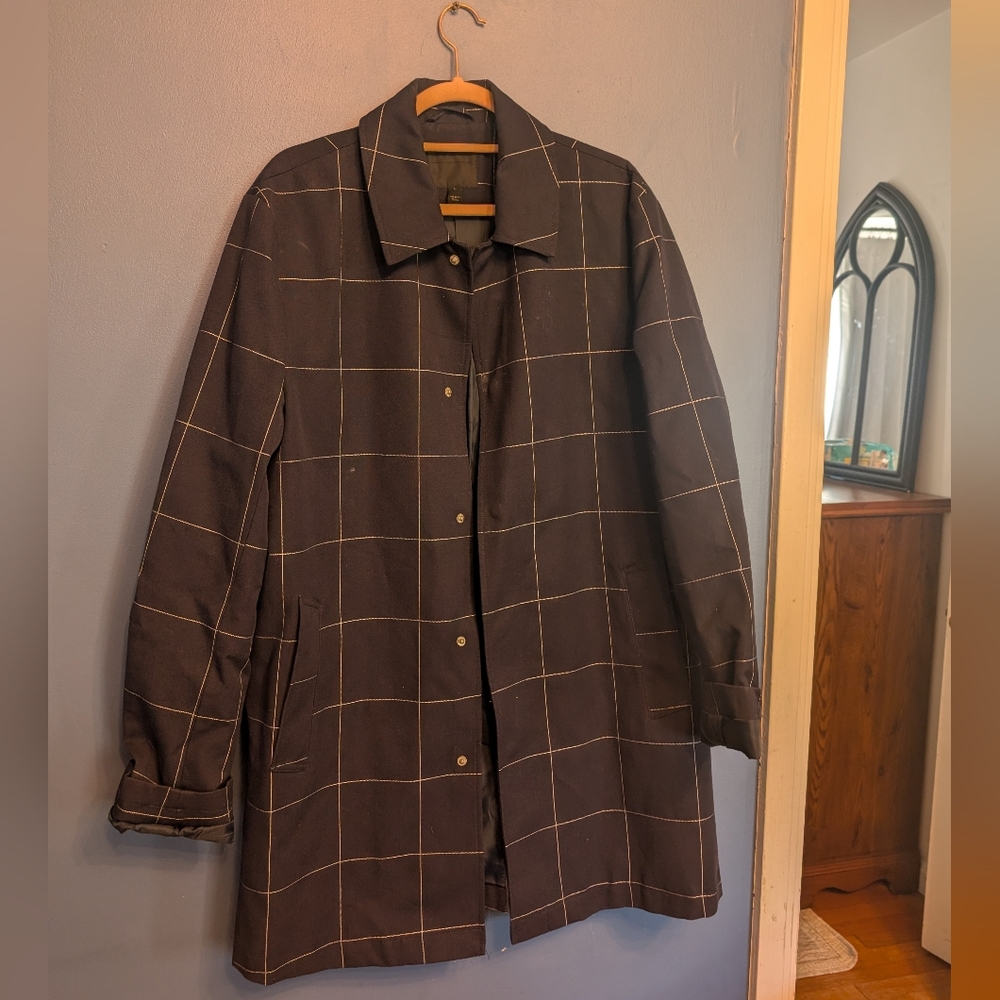 ASOS trench Coat Navy White Stripe Oversized Lightweight